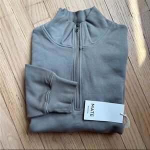 NWT Mate the Label Half Zip Sweatshirt in Pebble